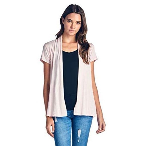 Nwt Renee C Extra Soft Natural Bamboo Short Sleeve Open Front Cardigan SIZE M - Picture 1 of 10